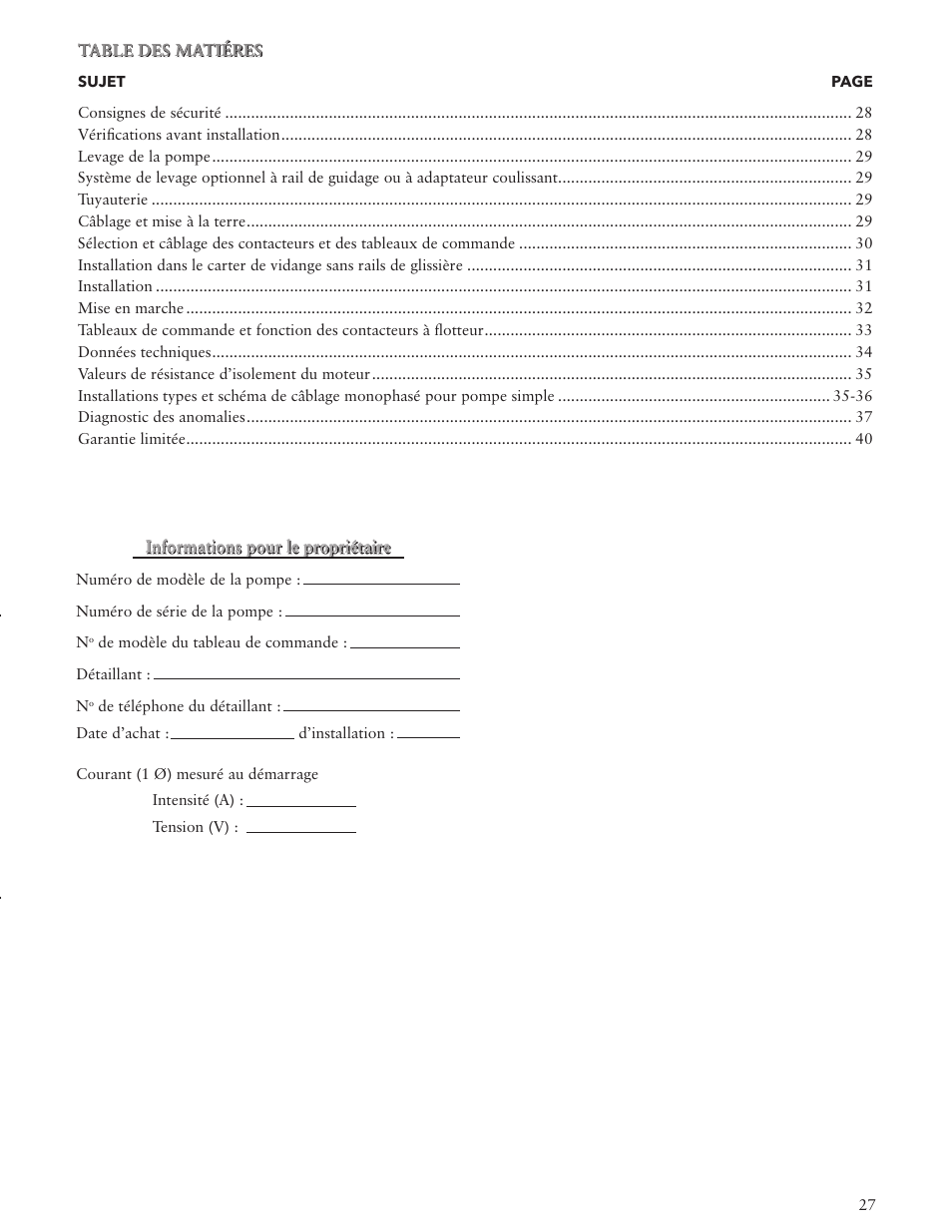 Xylem IM118 R03 Sump Pumps User Manual | Page 27 / 40