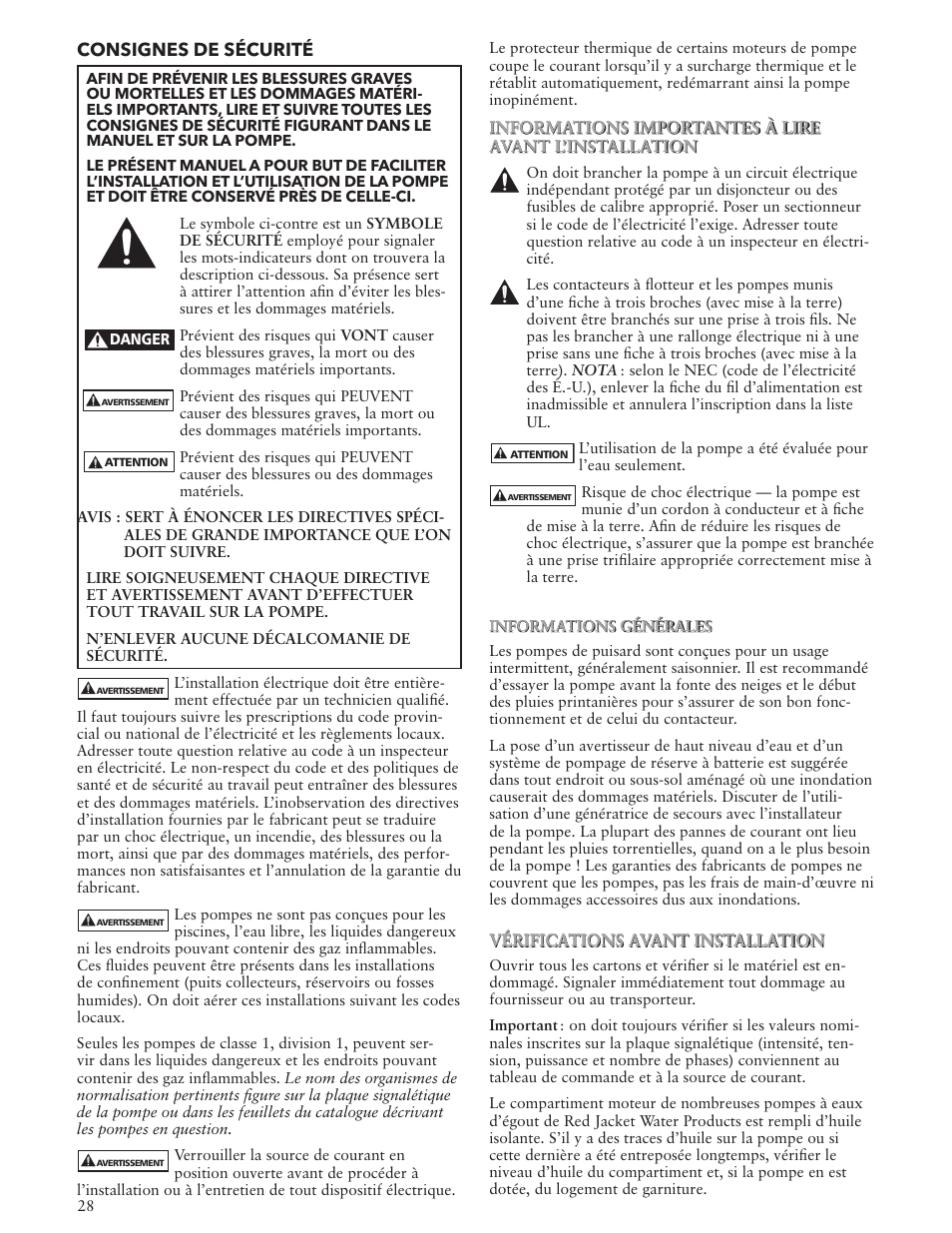 Xylem IM118 R03 Sump Pumps User Manual | Page 28 / 40