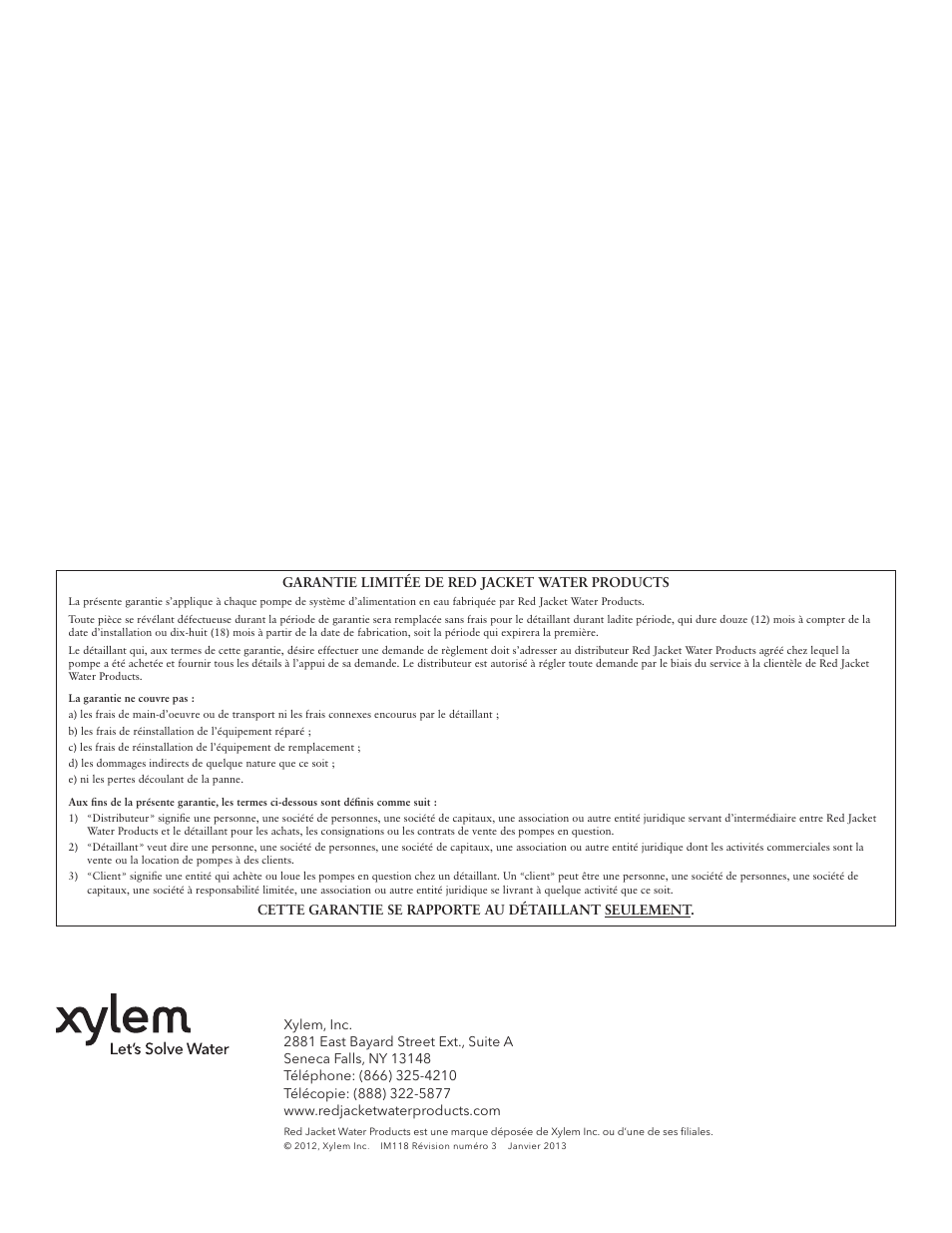 Xylem IM118 R03 Sump Pumps User Manual | Page 40 / 40