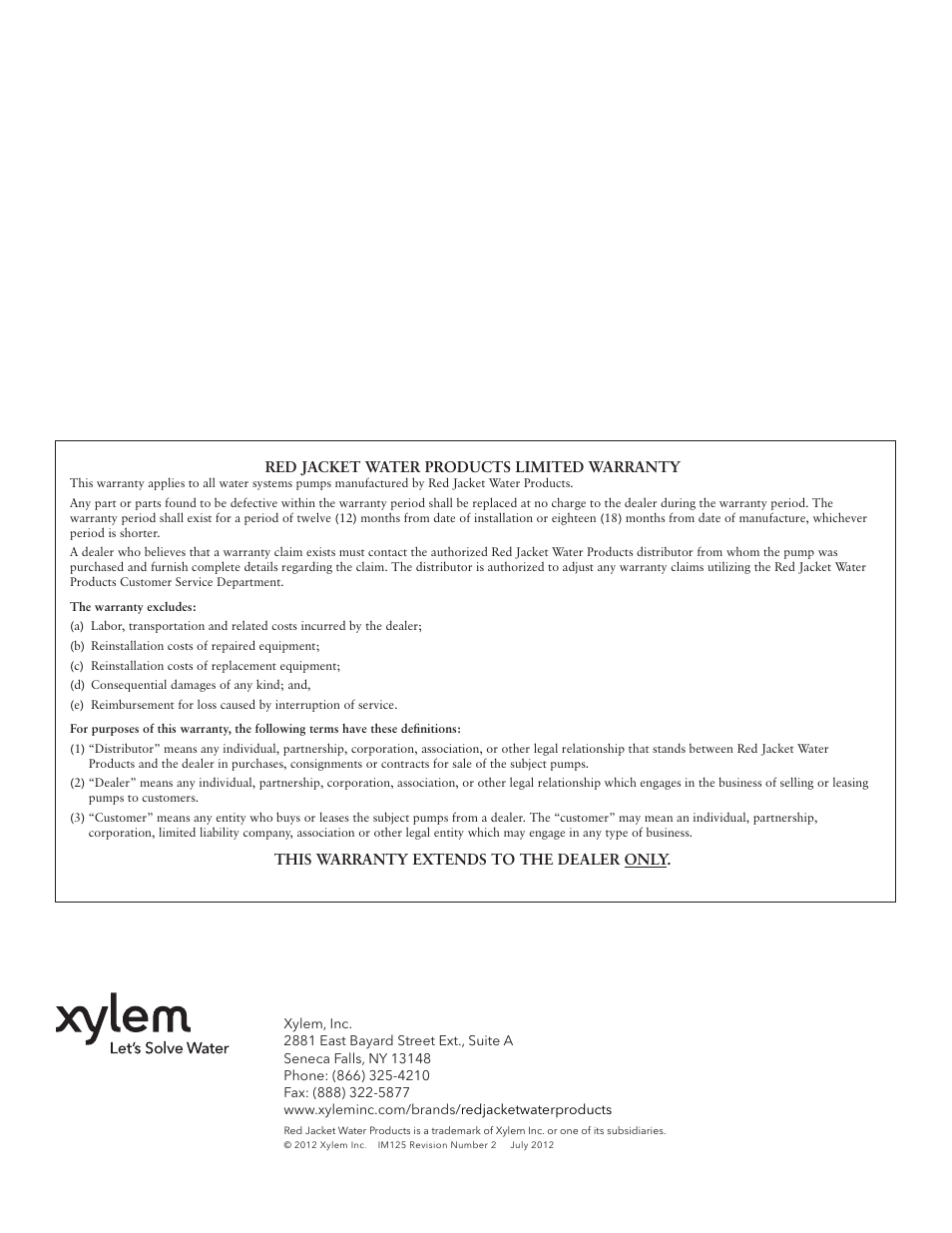 Xylem IM125 R02 RJA & RJDS Quick Set User Manual | Page 16 / 48