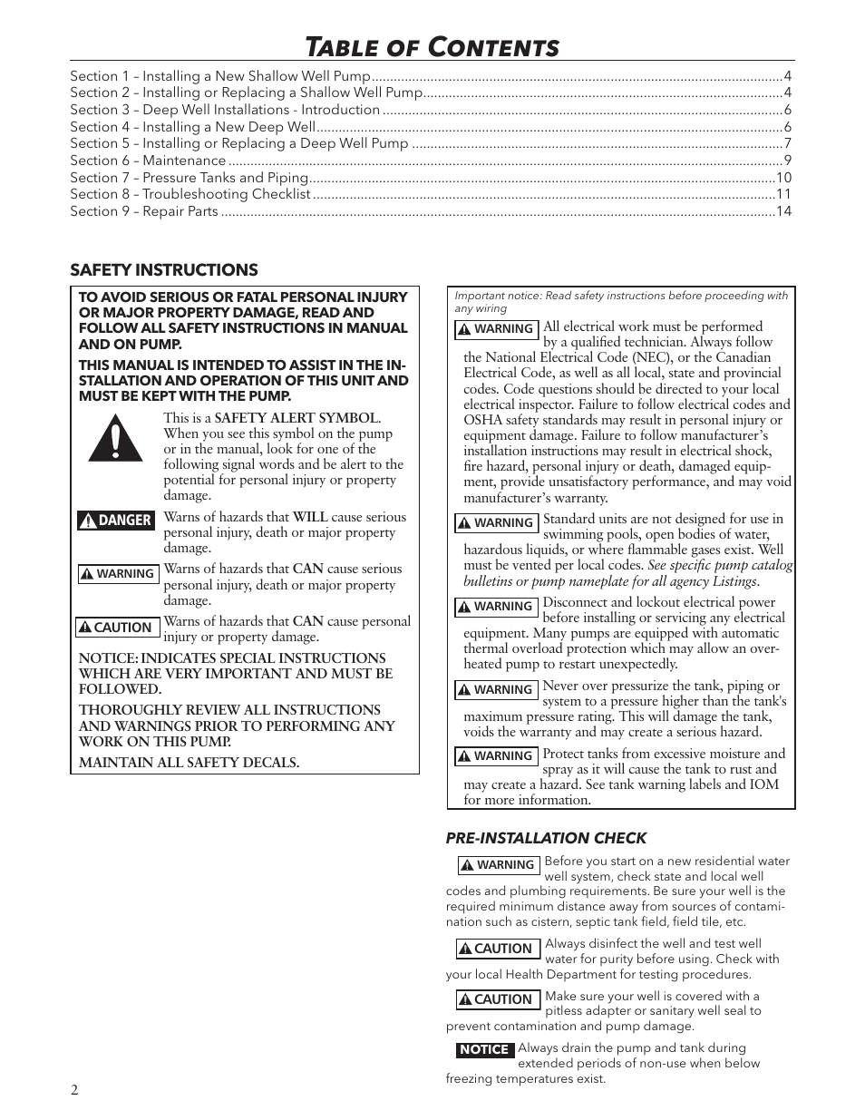 Xylem IM125 R02 RJA & RJDS Quick Set User Manual | Page 2 / 48