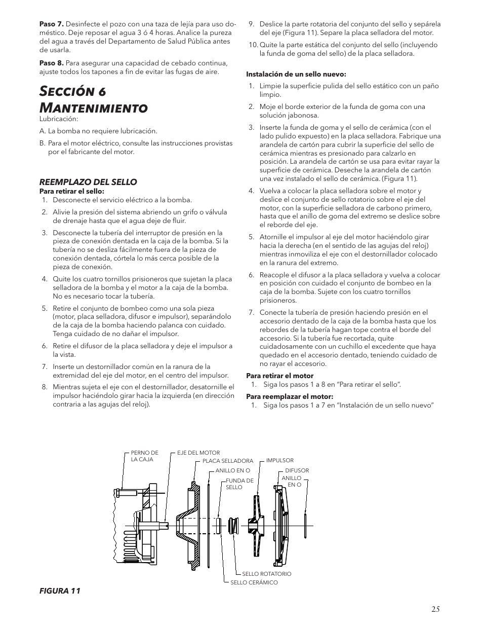 Sección 6 mantenimiento | Xylem IM125 R02 RJA & RJDS Quick Set User Manual | Page 25 / 48