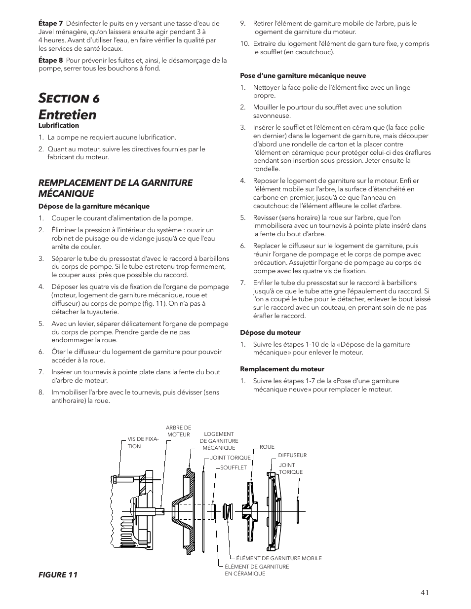 Remplacement de la garniture mécanique | Xylem IM125 R02 RJA & RJDS Quick Set User Manual | Page 41 / 48