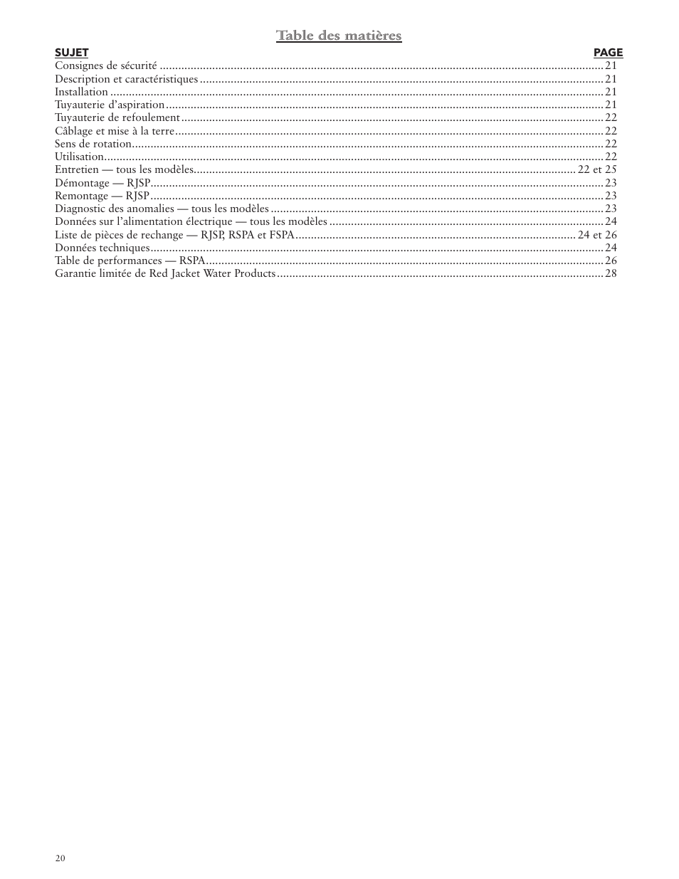 Xylem IM132 R02 RSPA (FSPA) & RJSP Self-Priming Centrifugal Pumps User Manual | Page 20 / 28