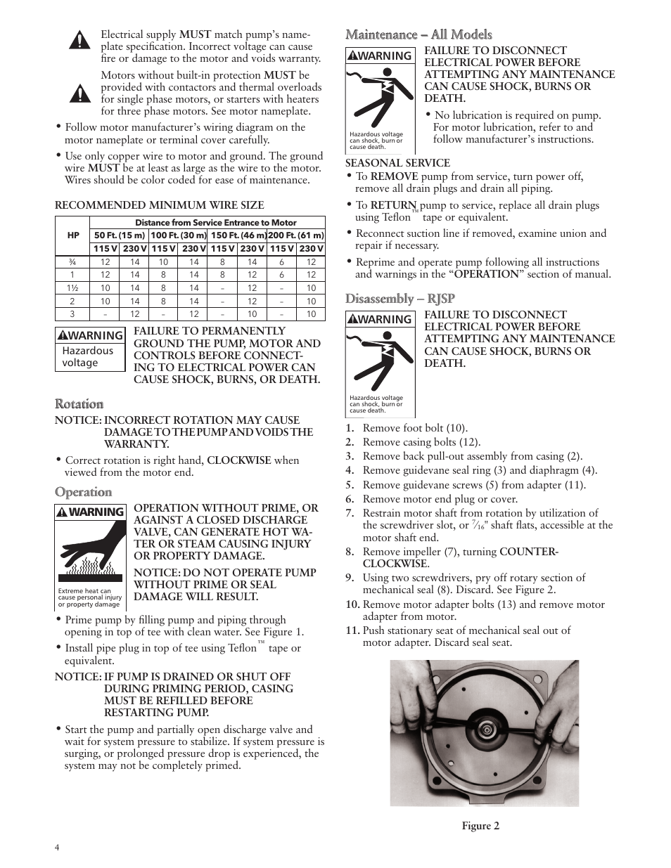 Xylem IM132 R02 RSPA (FSPA) & RJSP Self-Priming Centrifugal Pumps User Manual | Page 4 / 28