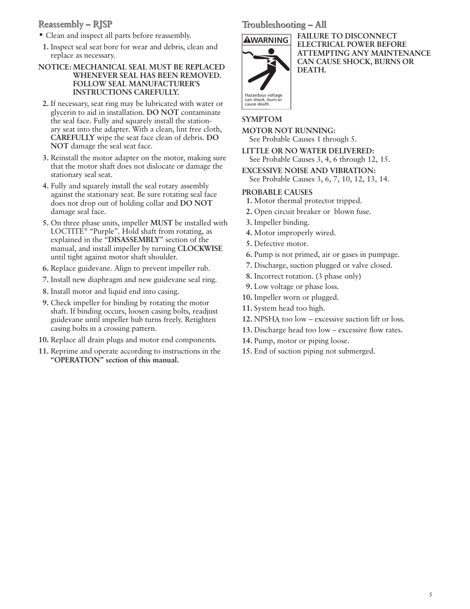 Xylem IM132 R02 RSPA (FSPA) & RJSP Self-Priming Centrifugal Pumps User Manual | Page 5 / 28