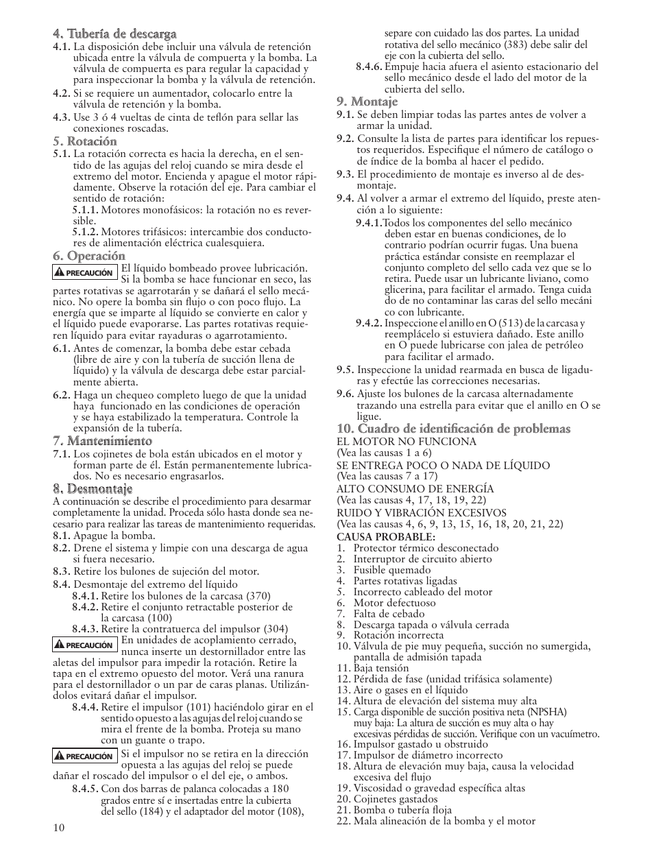 Xylem IM136 R01 SM Centrifugal Pump User Manual | Page 10 / 20