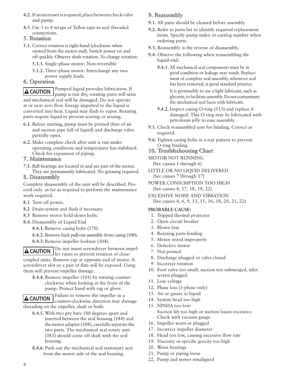 Caution | Xylem IM136 R01 SM Centrifugal Pump User Manual | Page 4 / 20