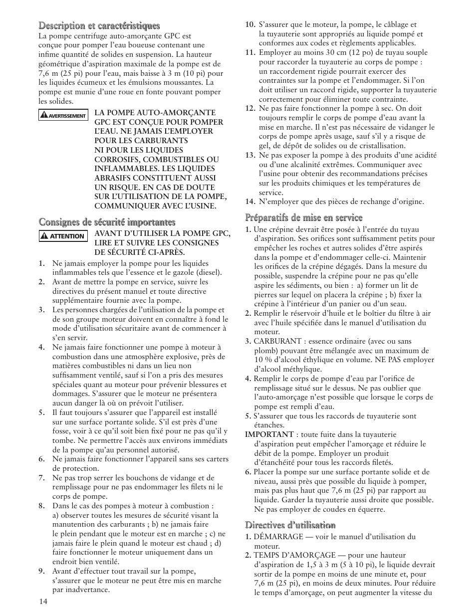 Xylem IM137 R02 GPC Engine Drive Self-Priming Pump User Manual | Page 14 / 16