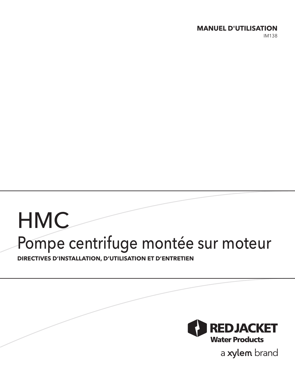 Pompe centrifuge montée sur moteur | Xylem IM138 R01 HMC Close-Coupled Centrifugal Pump User Manual | Page 11 / 16