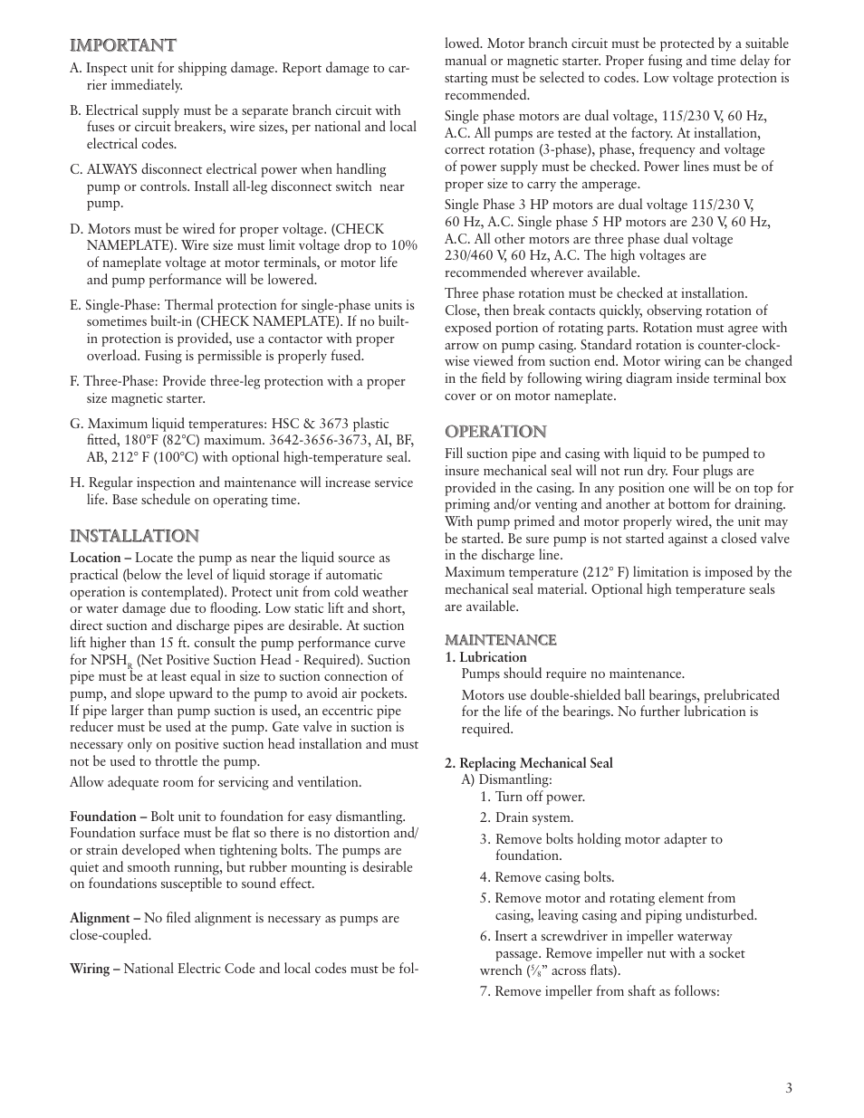 Xylem IM138 R01 HMC Close-Coupled Centrifugal Pump User Manual | Page 3 / 16
