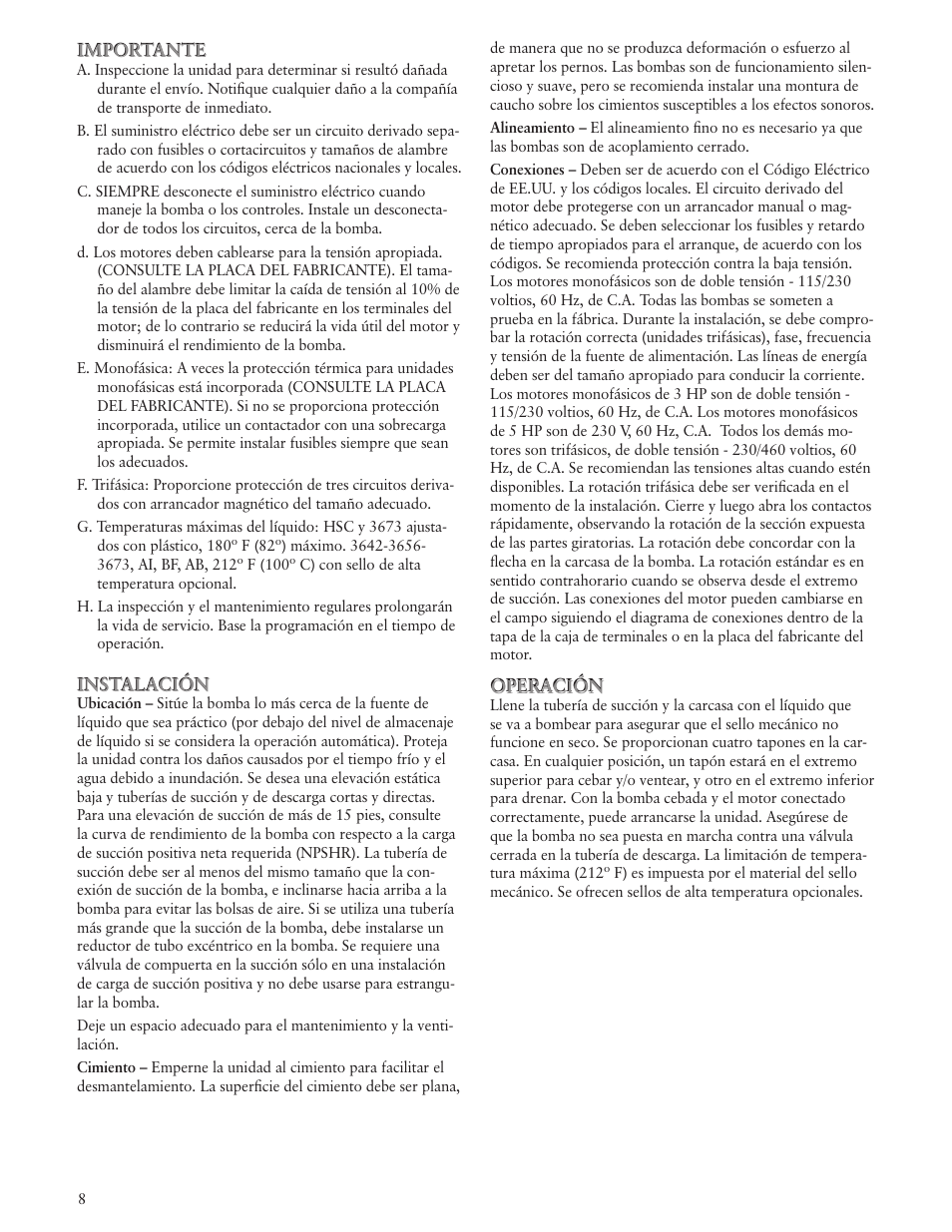 Xylem IM138 R01 HMC Close-Coupled Centrifugal Pump User Manual | Page 8 / 16