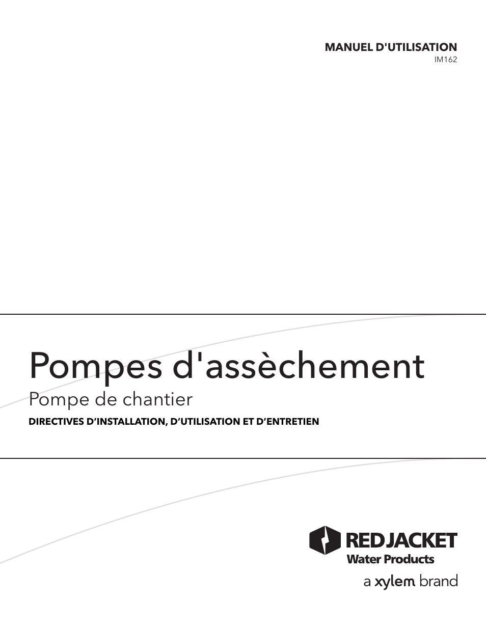 Pompes d'assèchement, Pompe de chantier | Xylem IM162 R03 Dewatering Pumps Contractor Dewatering Pump User Manual | Page 14 / 20