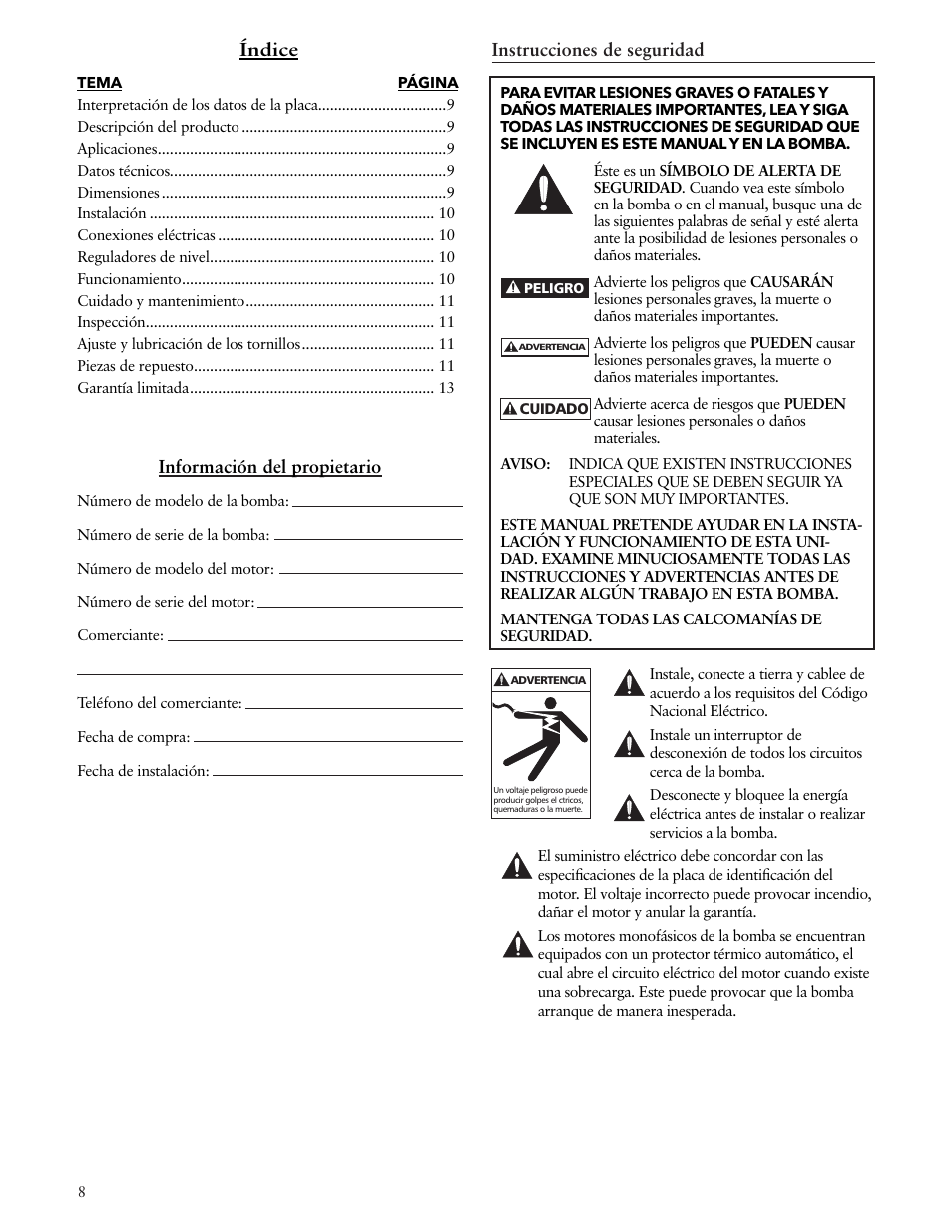 Xylem IM162 R03 Dewatering Pumps Contractor Dewatering Pump User Manual | Page 8 / 20