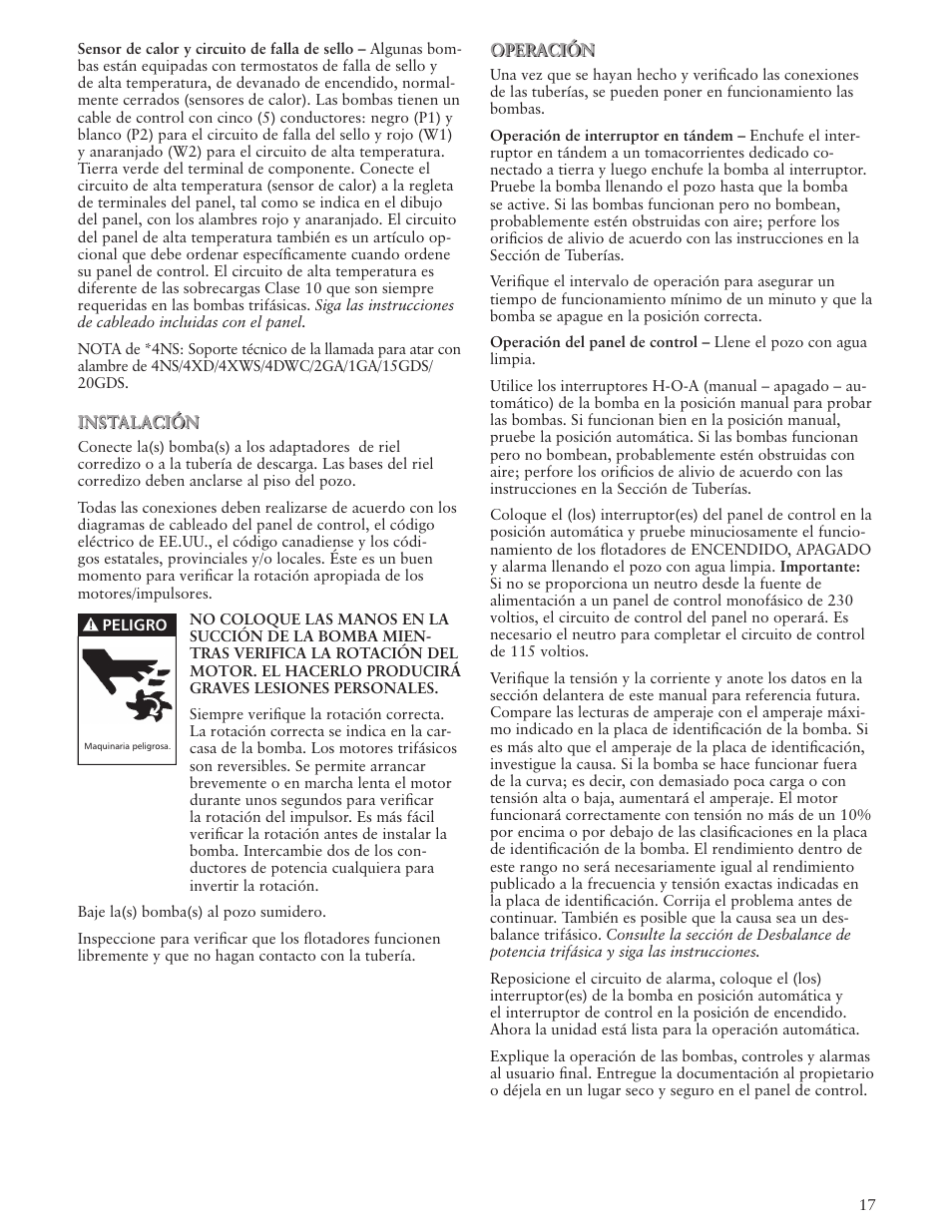Xylem IM163 R01 Wastewater Pumps Dewatering, Effluent and Sewage User Manual | Page 17 / 36