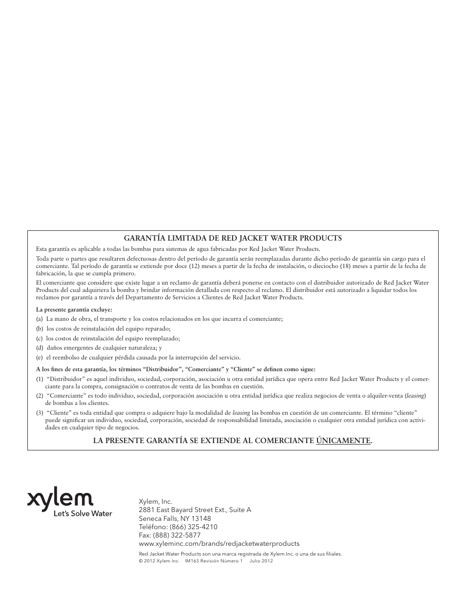 Xylem IM163 R01 Wastewater Pumps Dewatering, Effluent and Sewage User Manual | Page 23 / 36