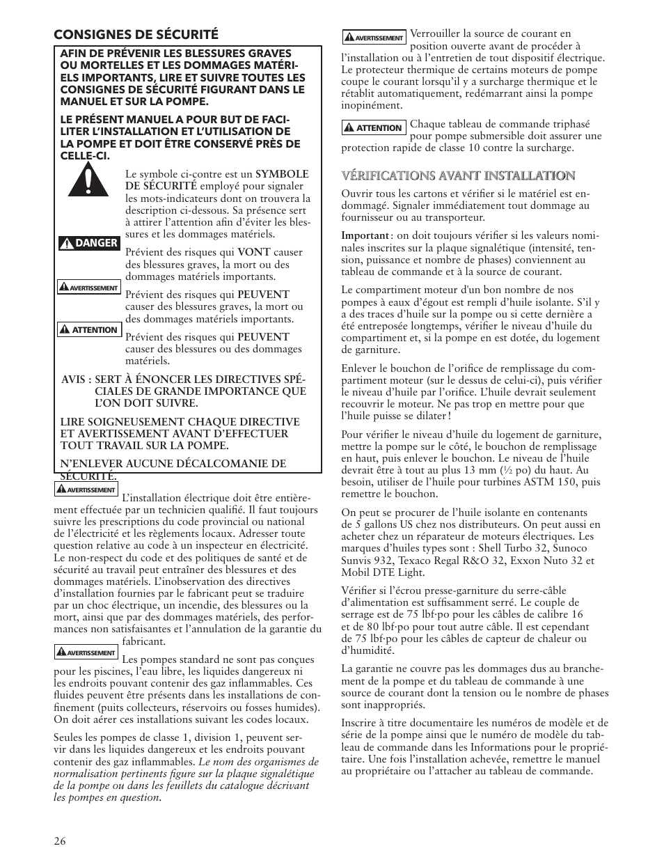 Xylem IM163 R01 Wastewater Pumps Dewatering, Effluent and Sewage User Manual | Page 26 / 36