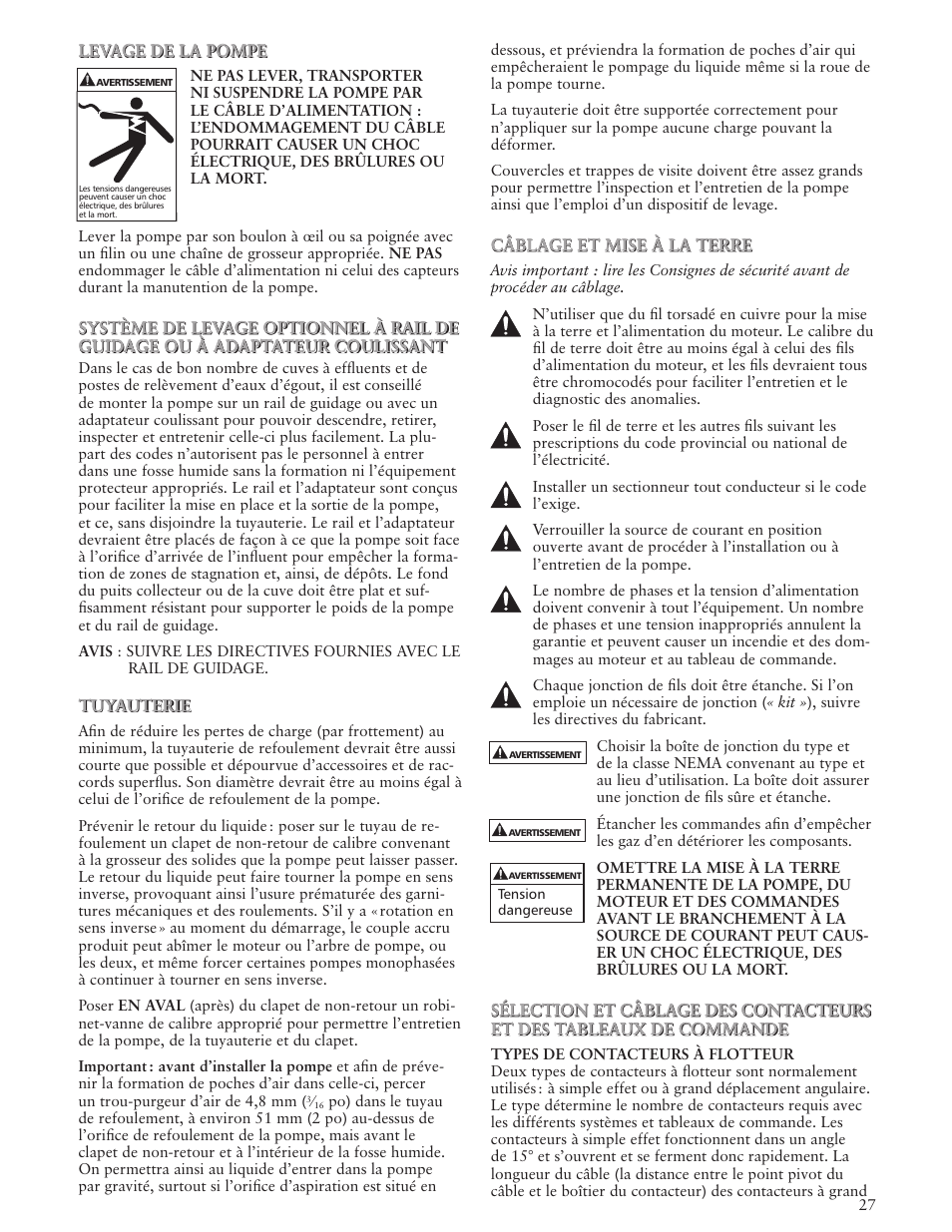 Xylem IM163 R01 Wastewater Pumps Dewatering, Effluent and Sewage User Manual | Page 27 / 36