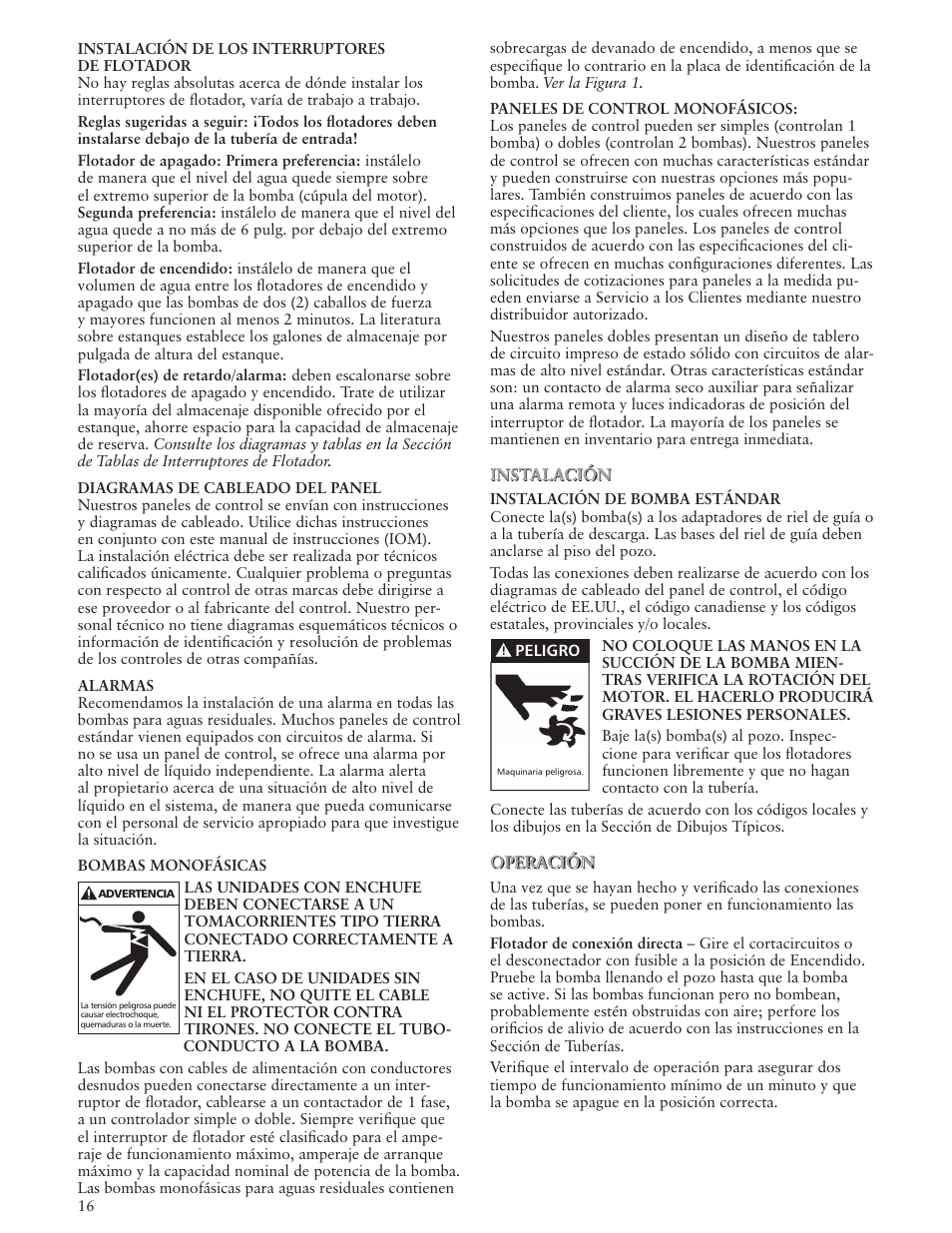 Xylem IM164 R01 Single Phase, Single Seal Grinder Pump User Manual | Page 16 / 36