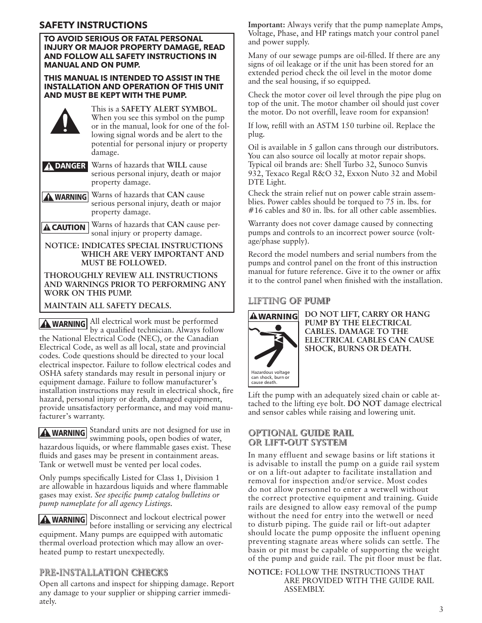 Xylem IM164 R01 Single Phase, Single Seal Grinder Pump User Manual | Page 3 / 36