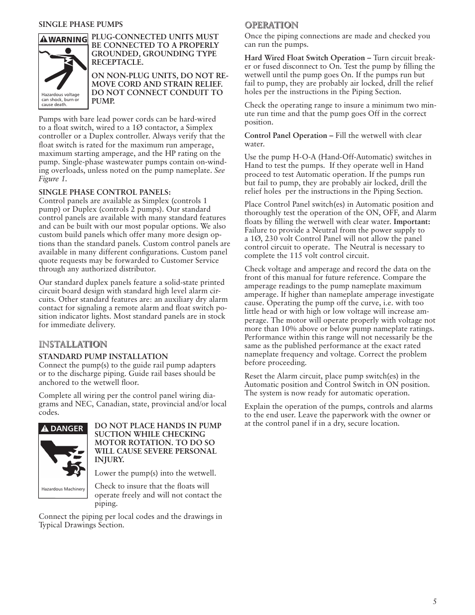 Xylem IM164 R01 Single Phase, Single Seal Grinder Pump User Manual | Page 5 / 36
