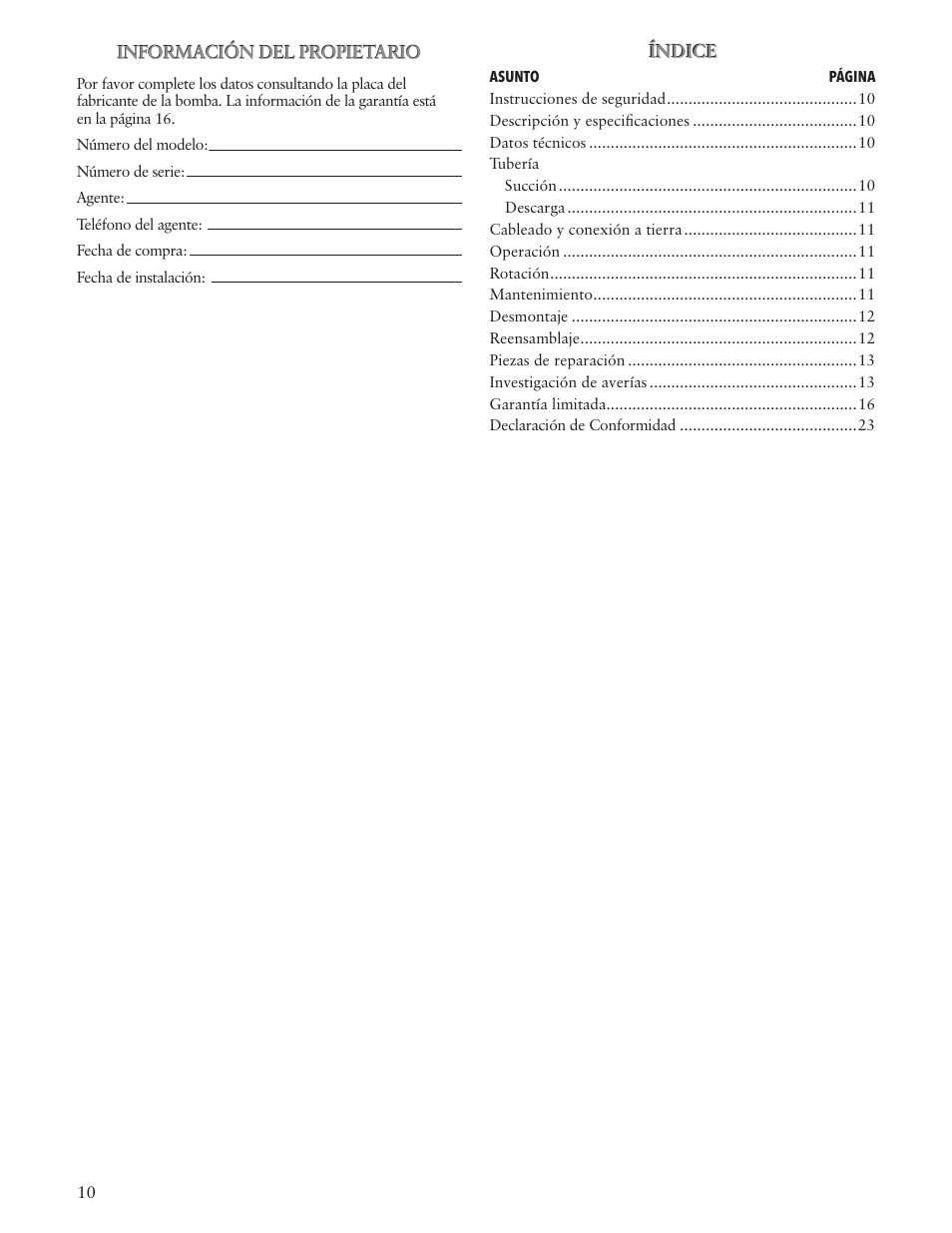 Xylem IM188 R01 SPM_SPH Self-Priming Pumps User Manual | Page 10 / 24