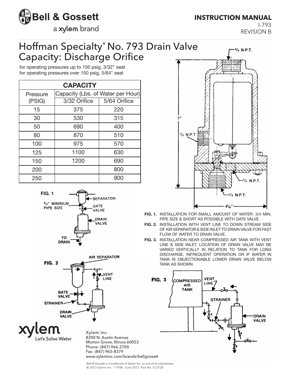 Bell & Gossett HS 793 Drain Valve User Manual | 1 page