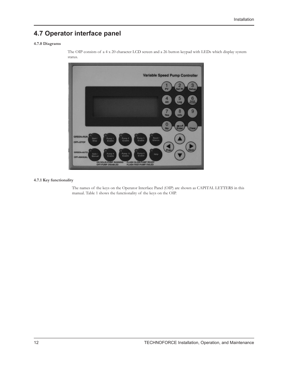 7 operator interface panel | Bell & Gossett 10 001 265R5 TechnoForce Pump Controller User Manual | Page 18 / 76