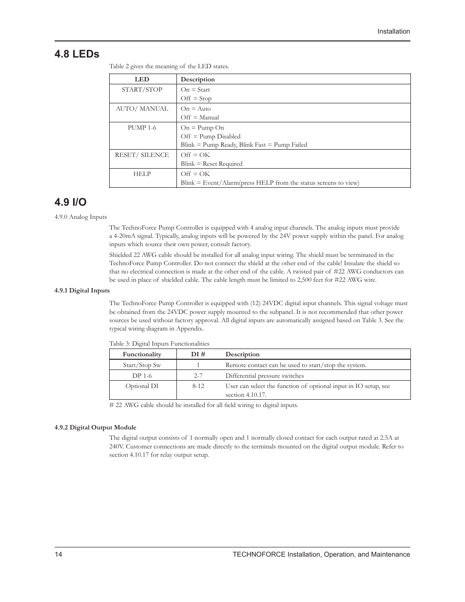8 leds, 9 i/o | Bell & Gossett 10 001 265R5 TechnoForce Pump Controller User Manual | Page 20 / 76