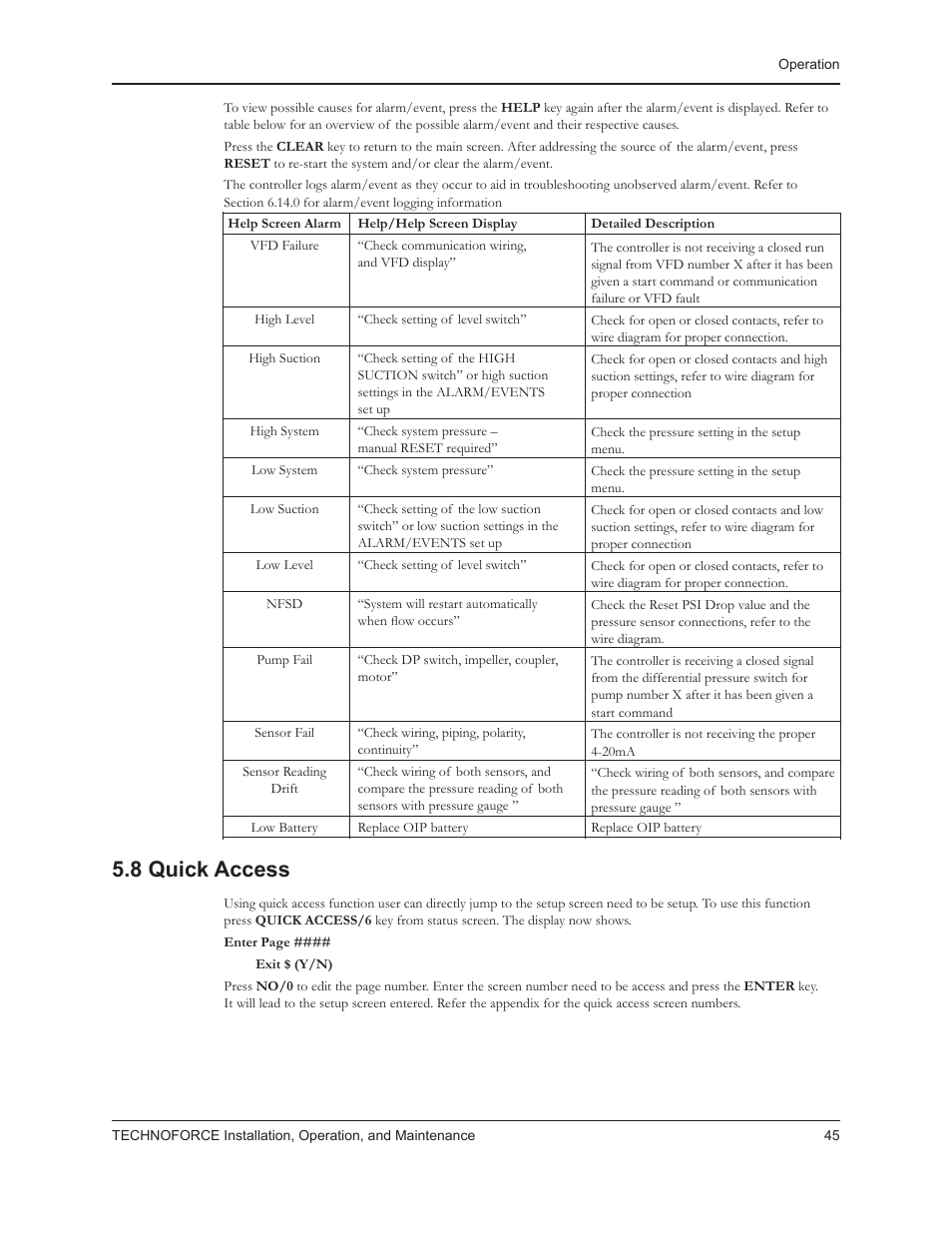 8 quick access | Bell & Gossett 10 001 265R5 TechnoForce Pump Controller User Manual | Page 51 / 76