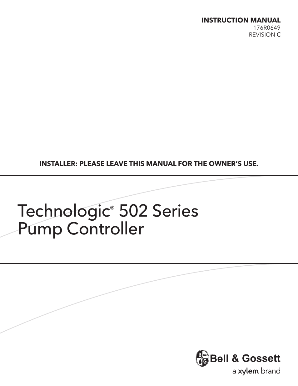 Bell & Gossett 176R0649C Technologic 502 Series Pump Controller User Manual | 74 pages