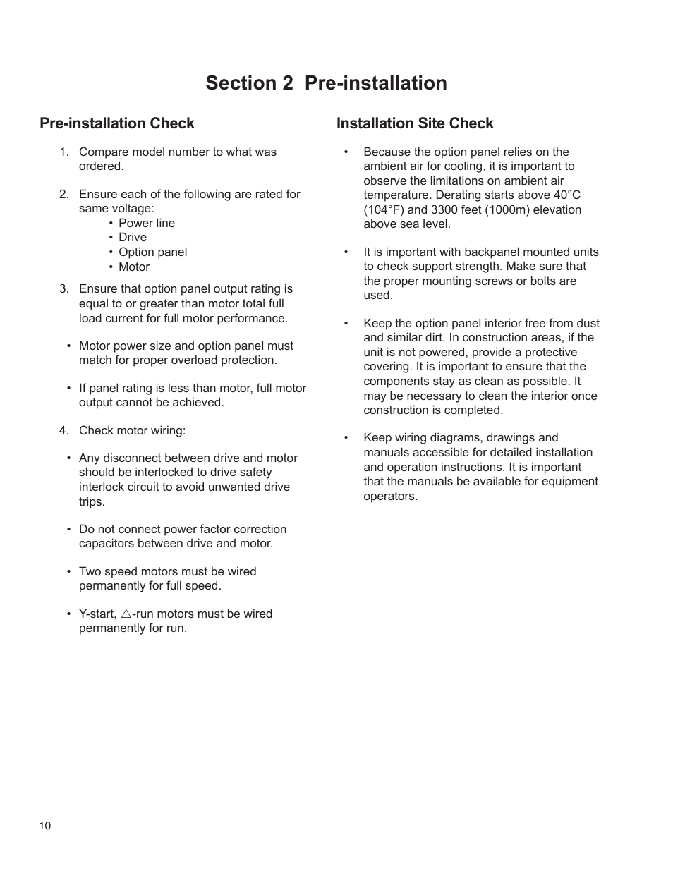Pre-installation check installation site check | Bell & Gossett 176R0649C Technologic 502 Series Pump Controller User Manual | Page 10 / 74