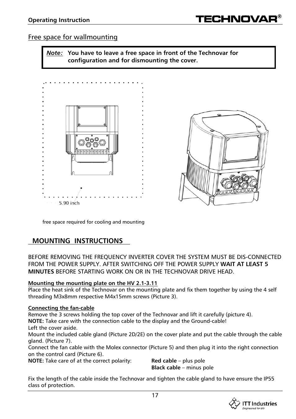 Free space for wallmounting mounting instructions | Bell & Gossett 193 TECHNOVAR VARIABLE SPEED PUMP CONTROLLER AND INTEGRATED AJUSTABLE FREQUENCY DRIVE User Manual | Page 17 / 78