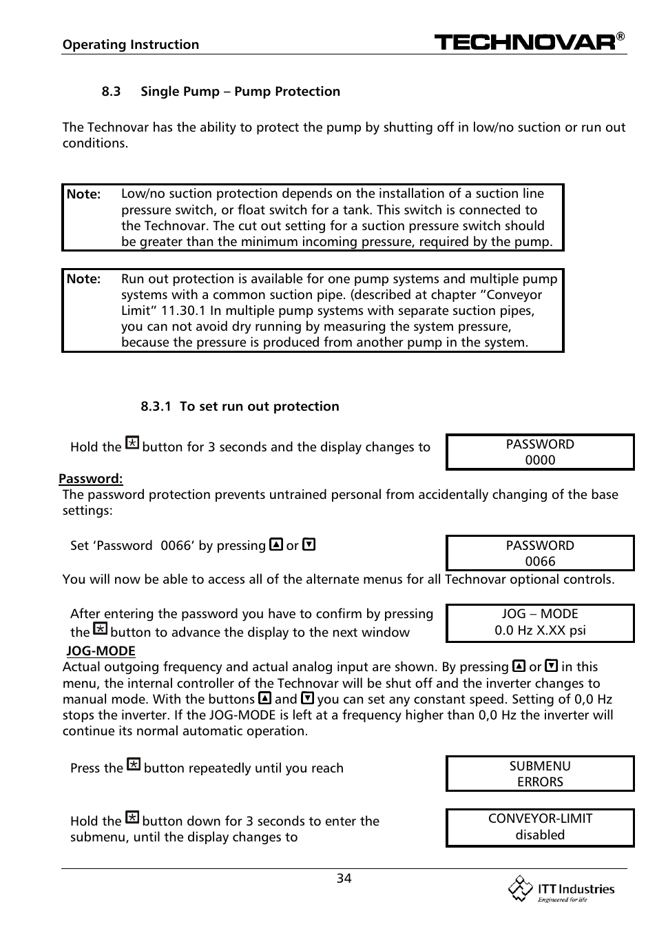 Bell & Gossett 193 TECHNOVAR VARIABLE SPEED PUMP CONTROLLER AND INTEGRATED AJUSTABLE FREQUENCY DRIVE User Manual | Page 34 / 78
