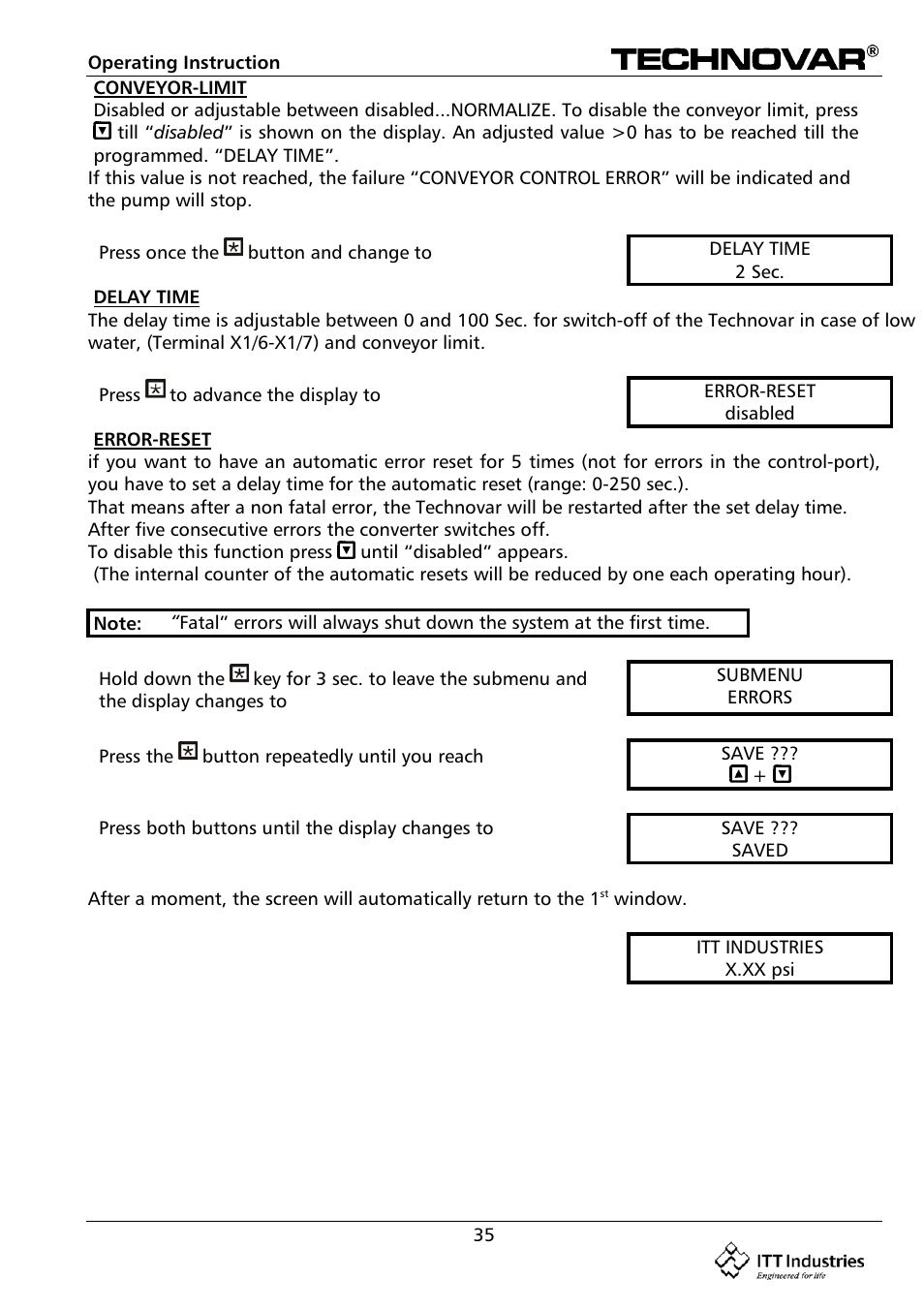 Bell & Gossett 193 TECHNOVAR VARIABLE SPEED PUMP CONTROLLER AND INTEGRATED AJUSTABLE FREQUENCY DRIVE User Manual | Page 35 / 78