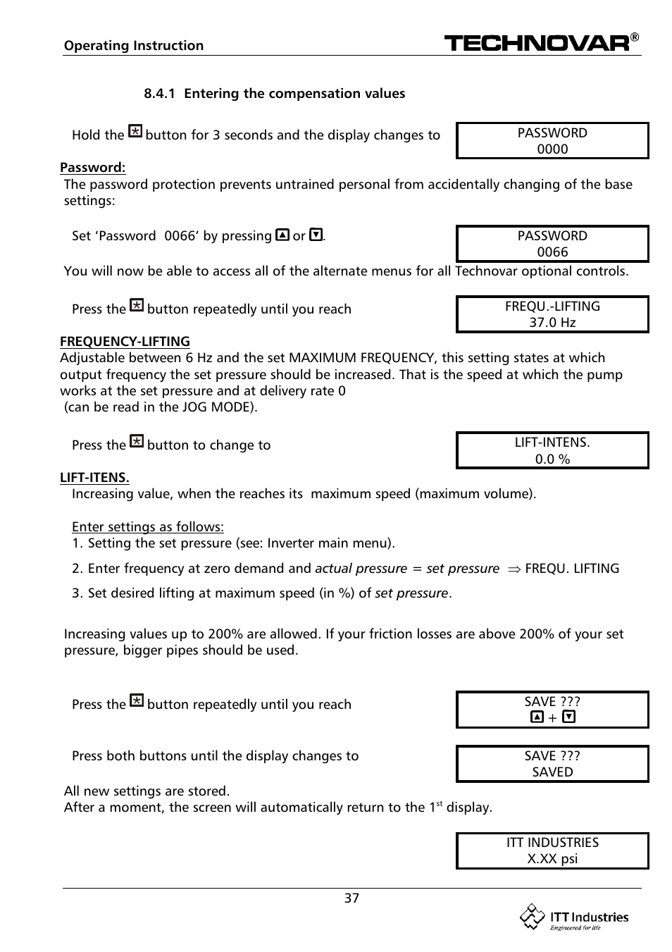 Bell & Gossett 193 TECHNOVAR VARIABLE SPEED PUMP CONTROLLER AND INTEGRATED AJUSTABLE FREQUENCY DRIVE User Manual | Page 37 / 78