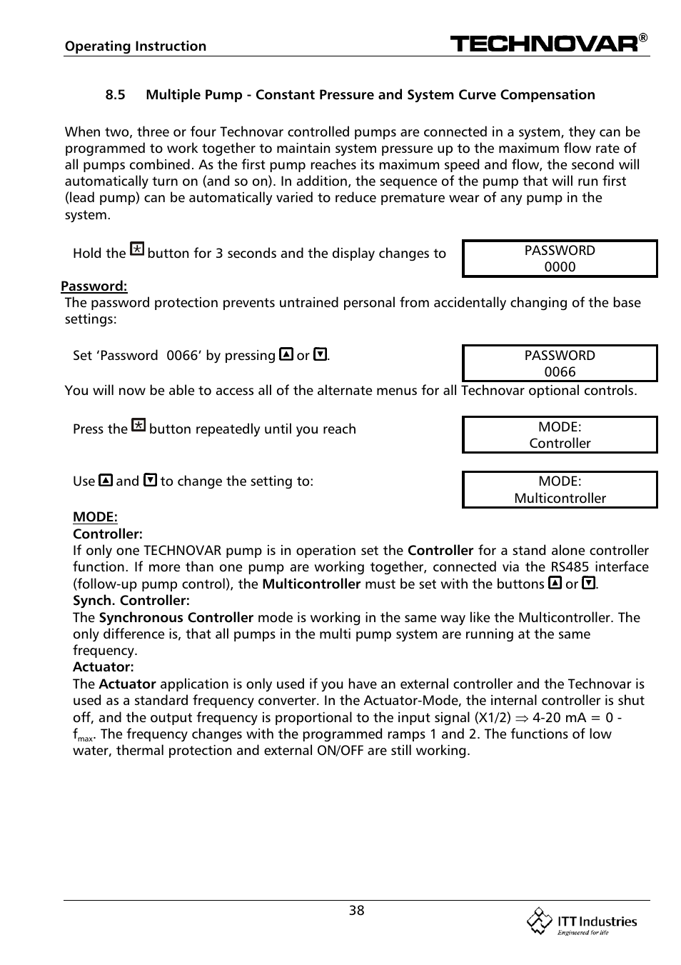 Bell & Gossett 193 TECHNOVAR VARIABLE SPEED PUMP CONTROLLER AND INTEGRATED AJUSTABLE FREQUENCY DRIVE User Manual | Page 38 / 78