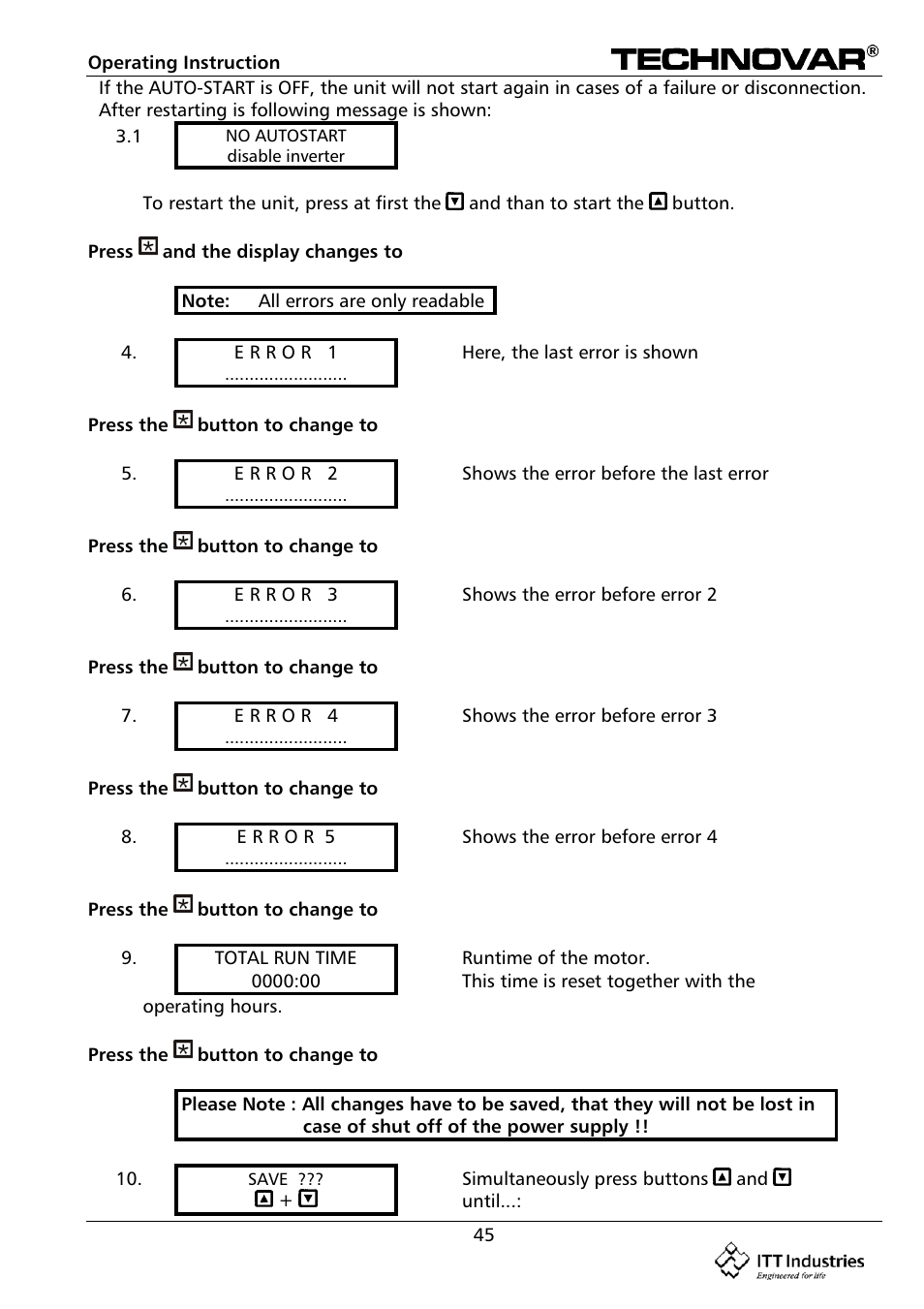 Bell & Gossett 193 TECHNOVAR VARIABLE SPEED PUMP CONTROLLER AND INTEGRATED AJUSTABLE FREQUENCY DRIVE User Manual | Page 45 / 78