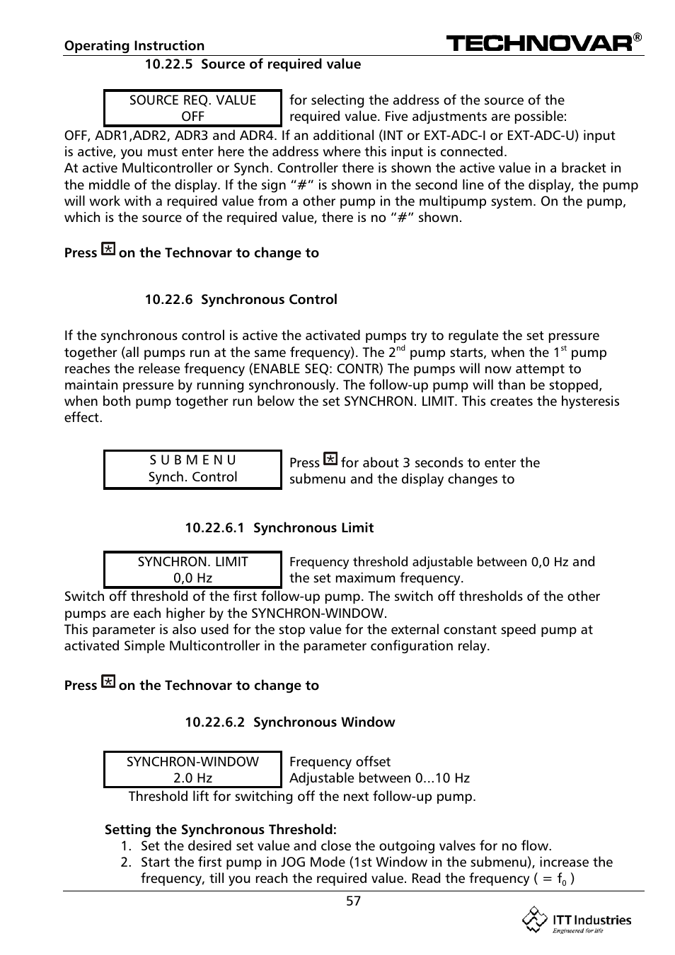 Bell & Gossett 193 TECHNOVAR VARIABLE SPEED PUMP CONTROLLER AND INTEGRATED AJUSTABLE FREQUENCY DRIVE User Manual | Page 57 / 78