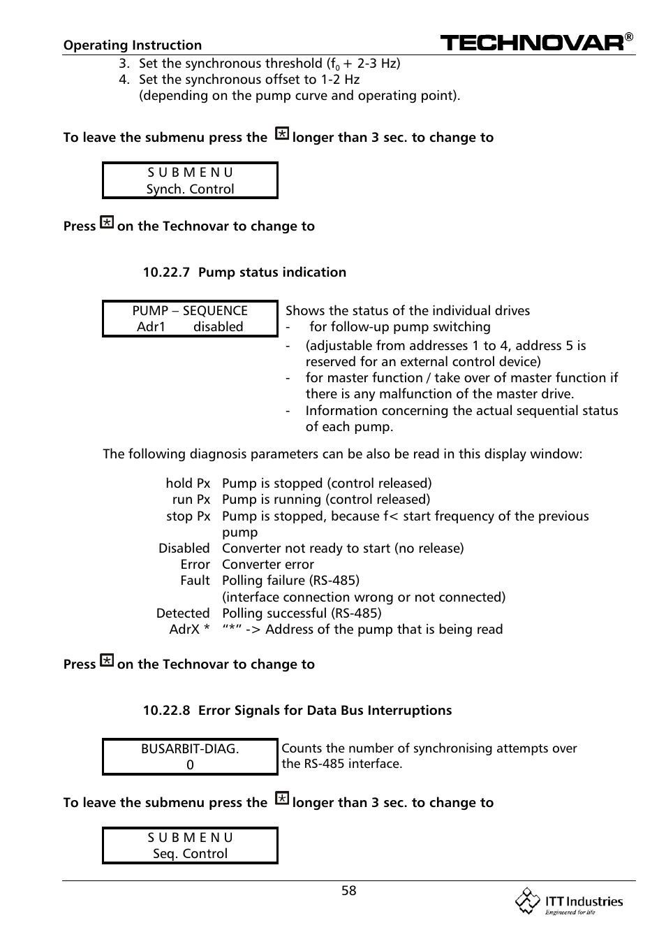 Bell & Gossett 193 TECHNOVAR VARIABLE SPEED PUMP CONTROLLER AND INTEGRATED AJUSTABLE FREQUENCY DRIVE User Manual | Page 58 / 78