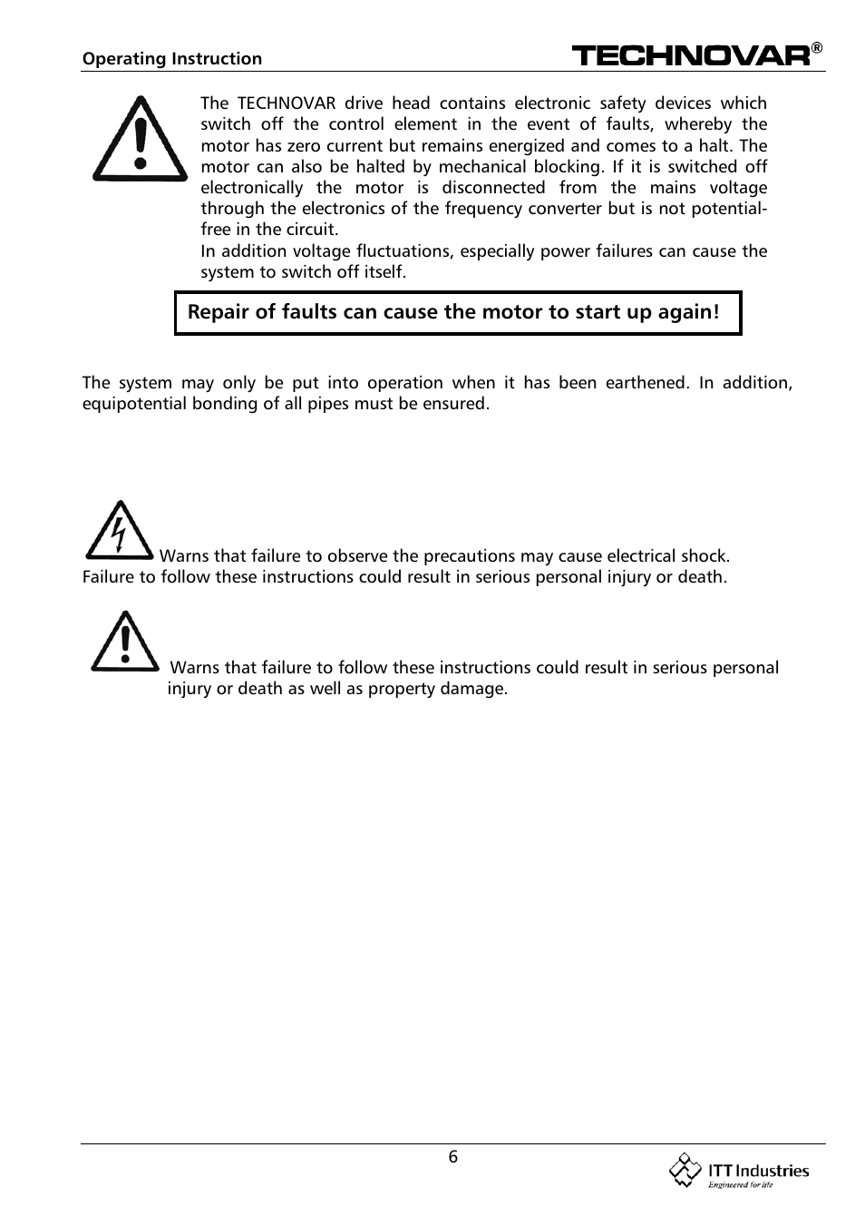 Bell & Gossett 193 TECHNOVAR VARIABLE SPEED PUMP CONTROLLER AND INTEGRATED AJUSTABLE FREQUENCY DRIVE User Manual | Page 6 / 78