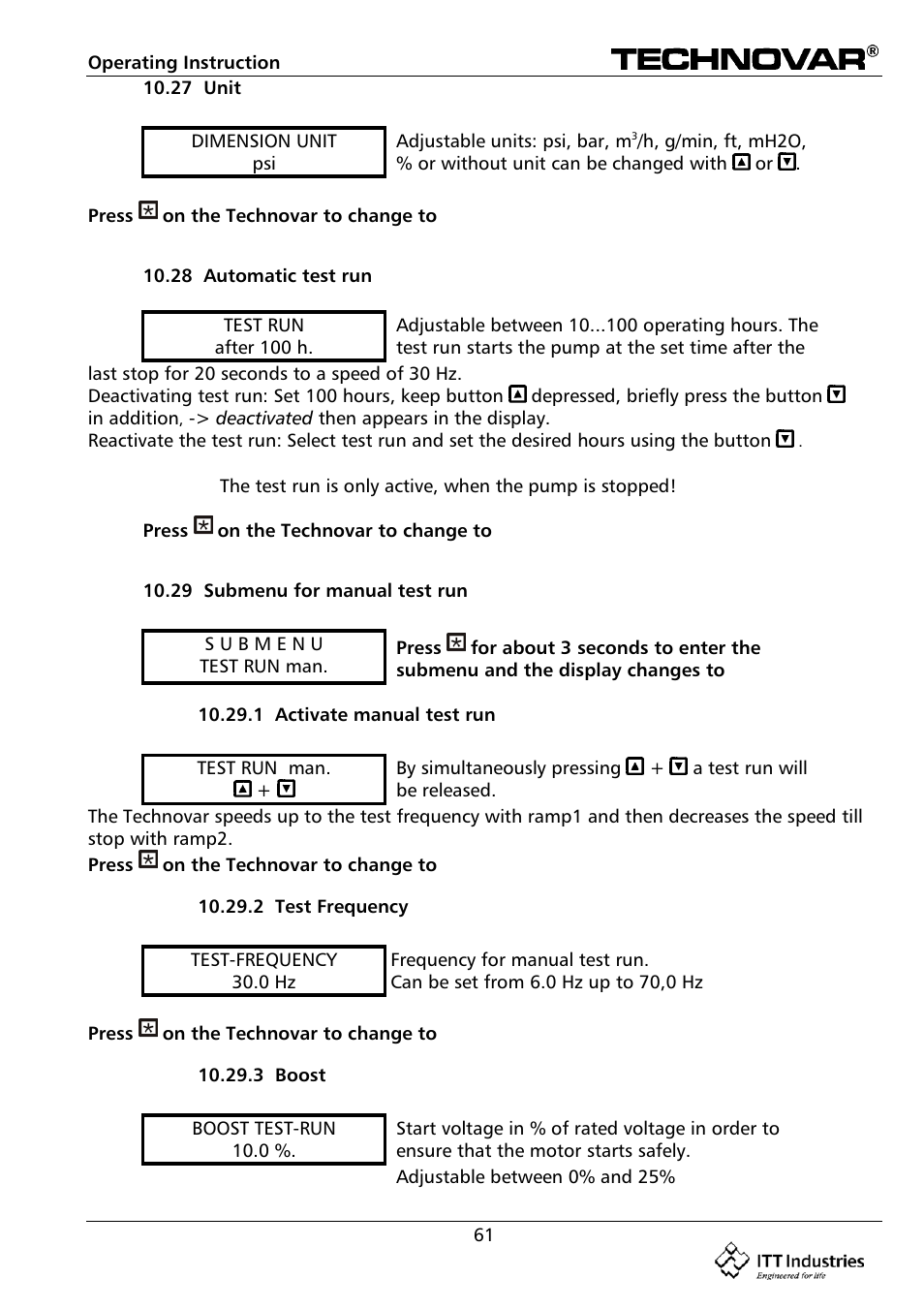 Bell & Gossett 193 TECHNOVAR VARIABLE SPEED PUMP CONTROLLER AND INTEGRATED AJUSTABLE FREQUENCY DRIVE User Manual | Page 61 / 78