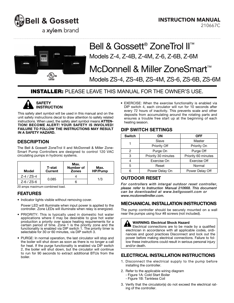 Bell & Gossett 210667C Z-6B User Manual | 2 pages