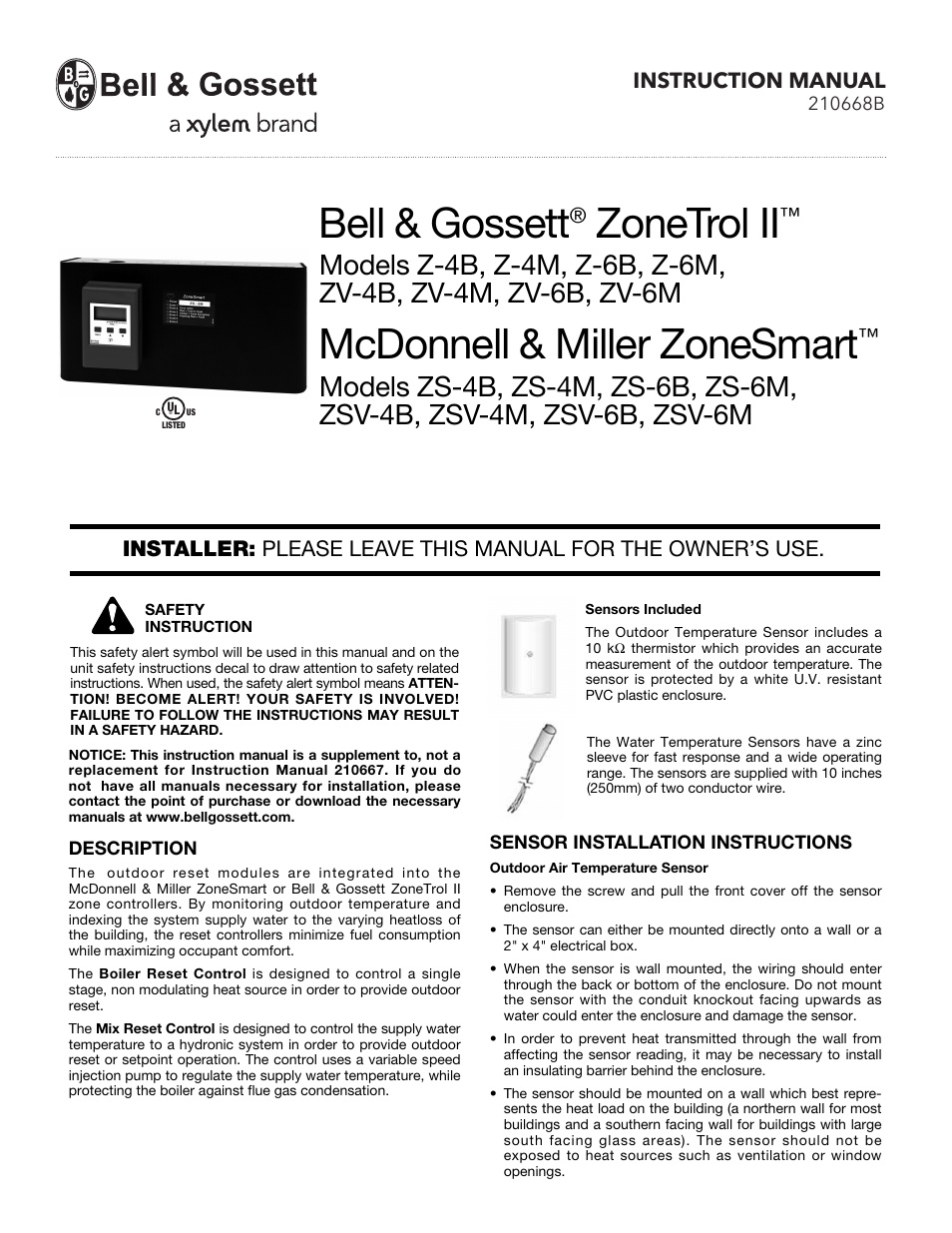 Bell & Gossett 210668B Z-4M User Manual | 6 pages