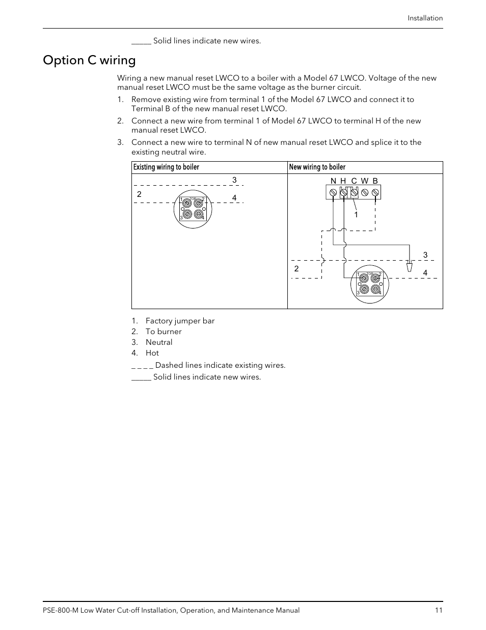 Option c wiring | Bell & Gossett 211013D PSE 800 M Low Water Cut-off User Manual | Page 13 / 20