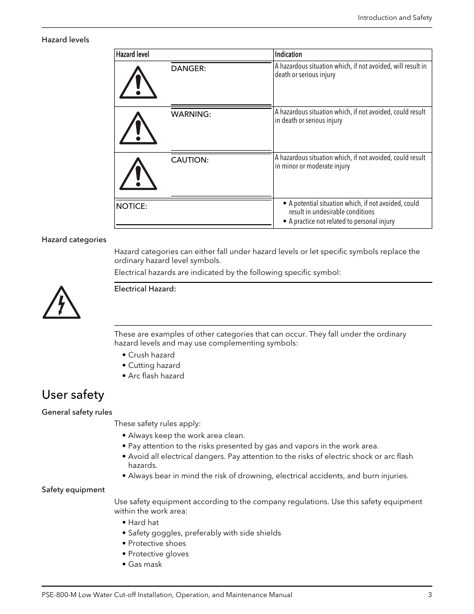 User safety | Bell & Gossett 211013D PSE 800 M Low Water Cut-off User Manual | Page 5 / 20