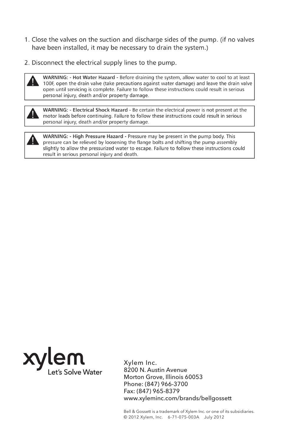 Bell & Gossett 6 71 075 003A Autocirc Instant Hot Water Pump Models e3-4/BDPRC User Manual | Page 8 / 8