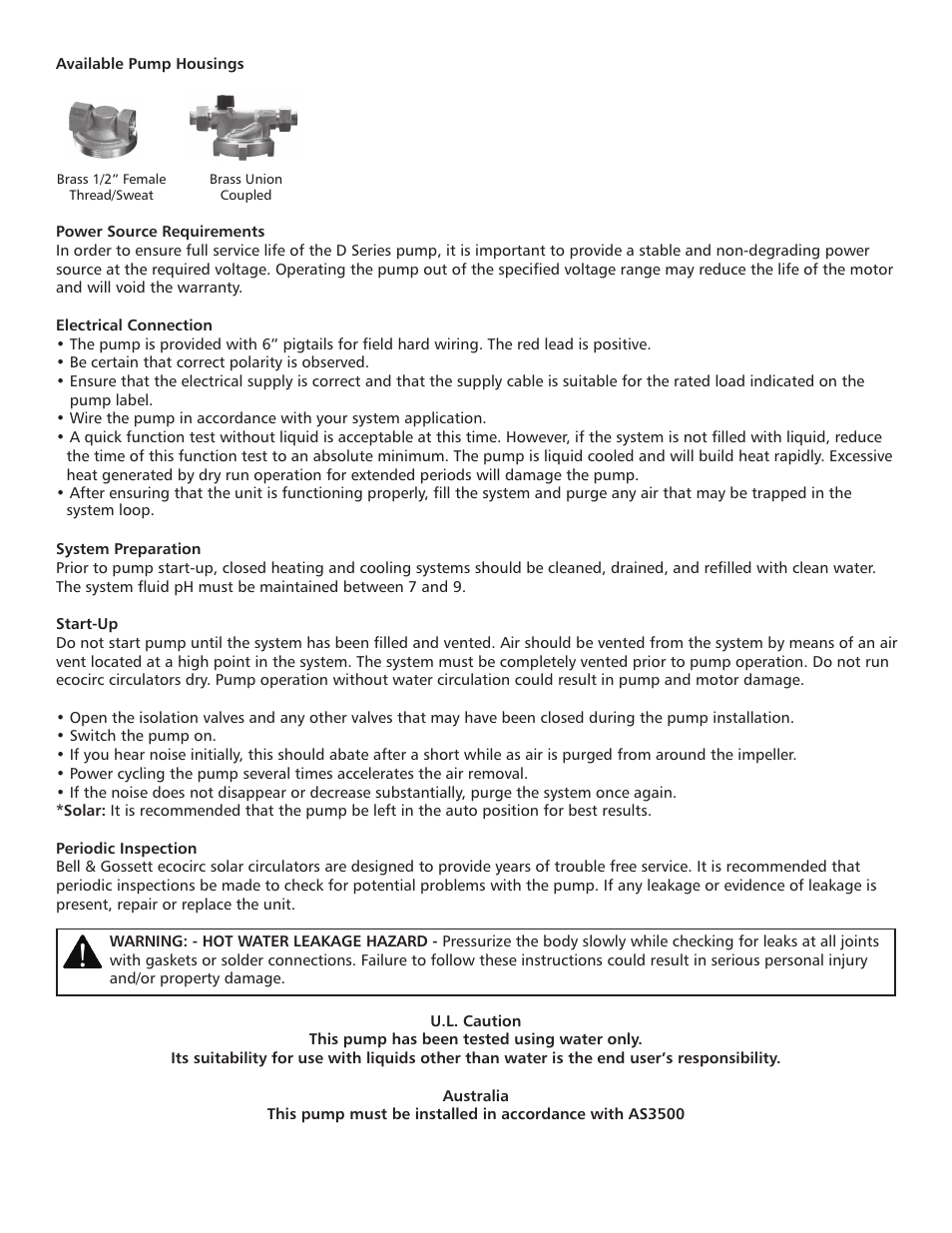 Bell & Gossett 6 71 075 114A Series e3 SC Solar Circulators User Manual | Page 5 / 6