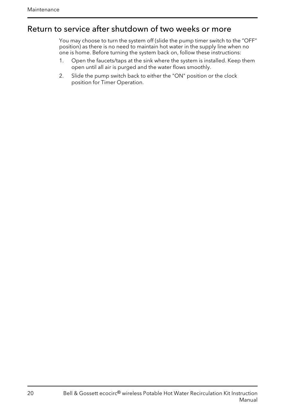 Bell & Gossett 6 71 075 141B ecocirc wireless Potable Hot Water Recirculation Kit User Manual | Page 22 / 28