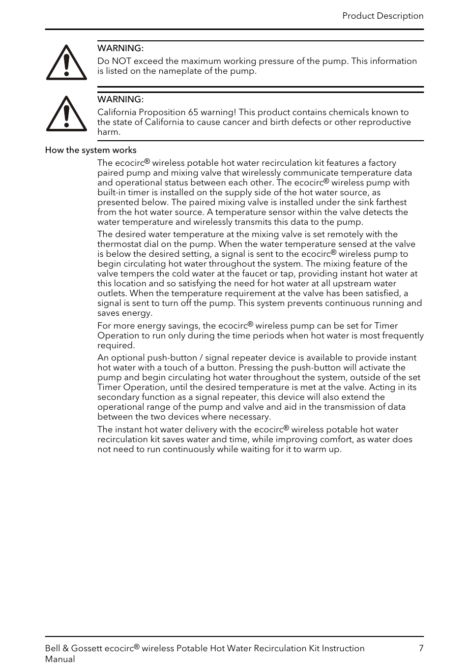 Bell & Gossett 6 71 075 141B ecocirc wireless Potable Hot Water Recirculation Kit User Manual | Page 9 / 28